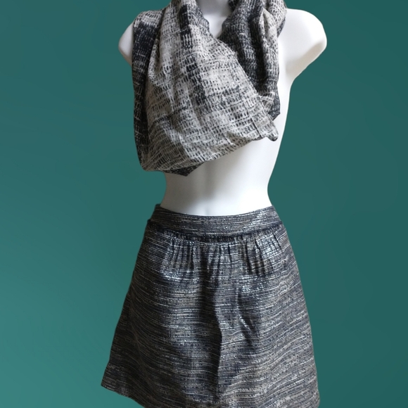 Twofer: GAP Metallic A-line Mini Skirt w/CC Scarf - Picture 1 of 10